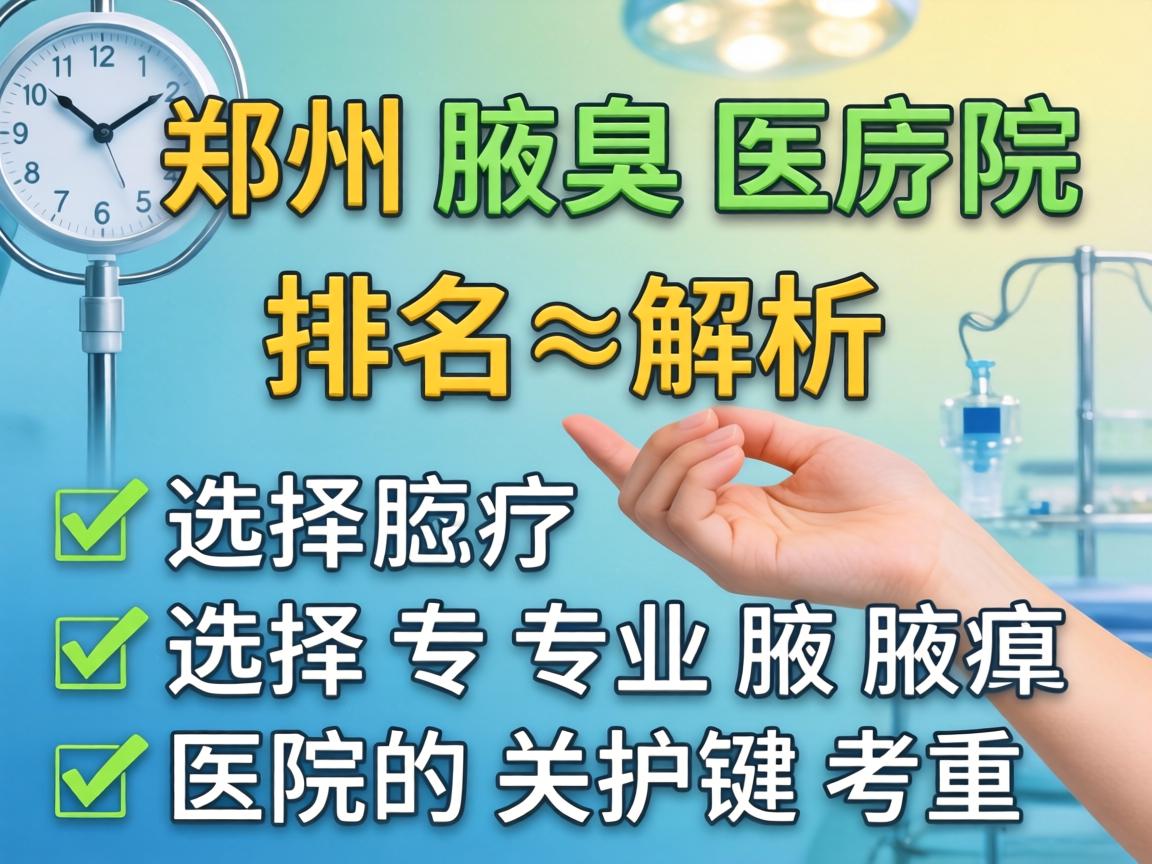 郑州腋臭医院排名解析，选择专业腋臭医院的关键考量