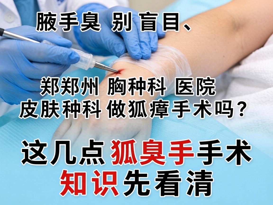 腋臭手术别盲目，郑州胸科医院皮肤科做狐臭手术吗？这几点狐臭手术知识先看清