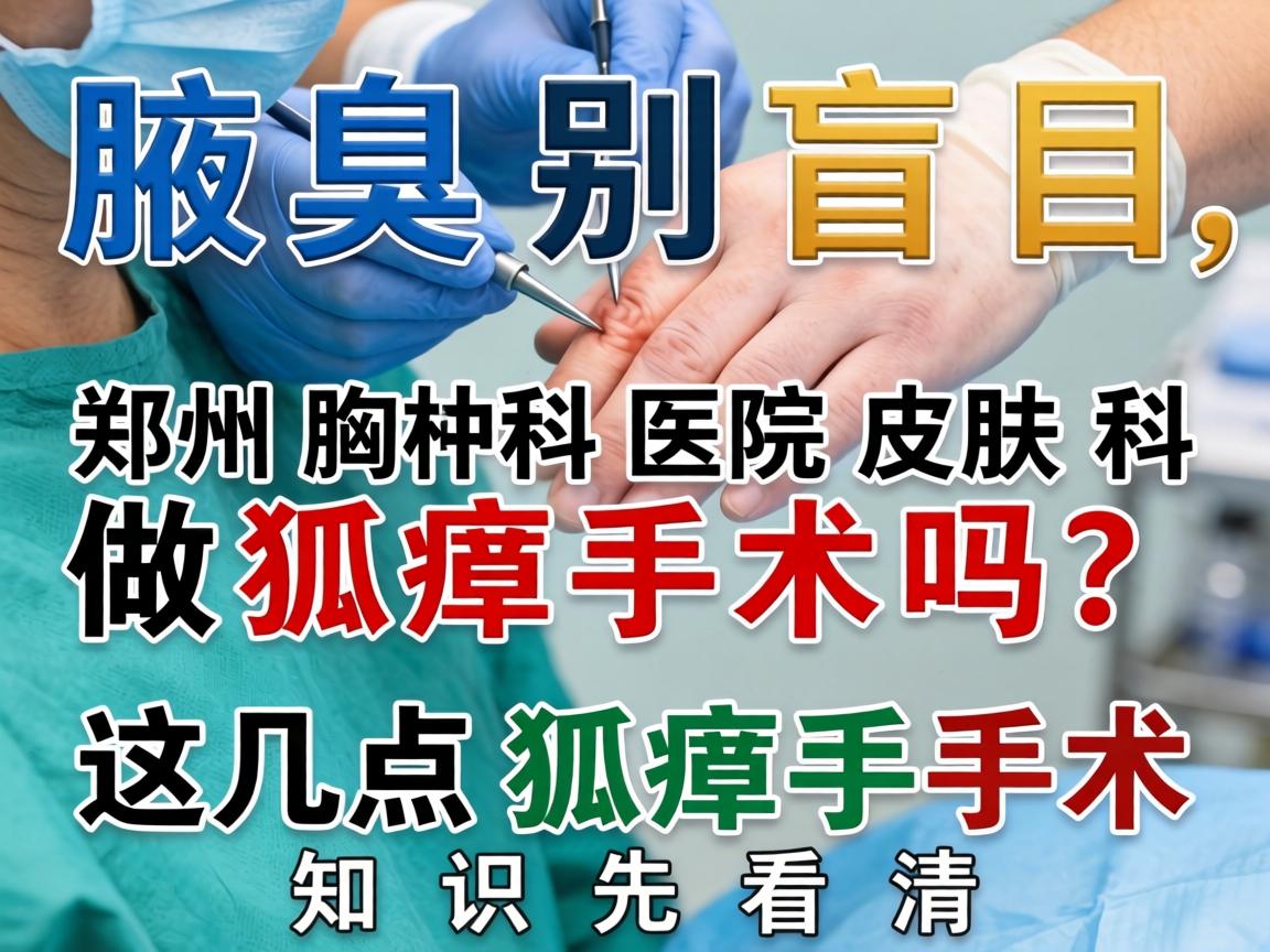 腋臭手术别盲目，郑州胸科医院皮肤科做狐臭手术吗？这几点狐臭手术知识先看清