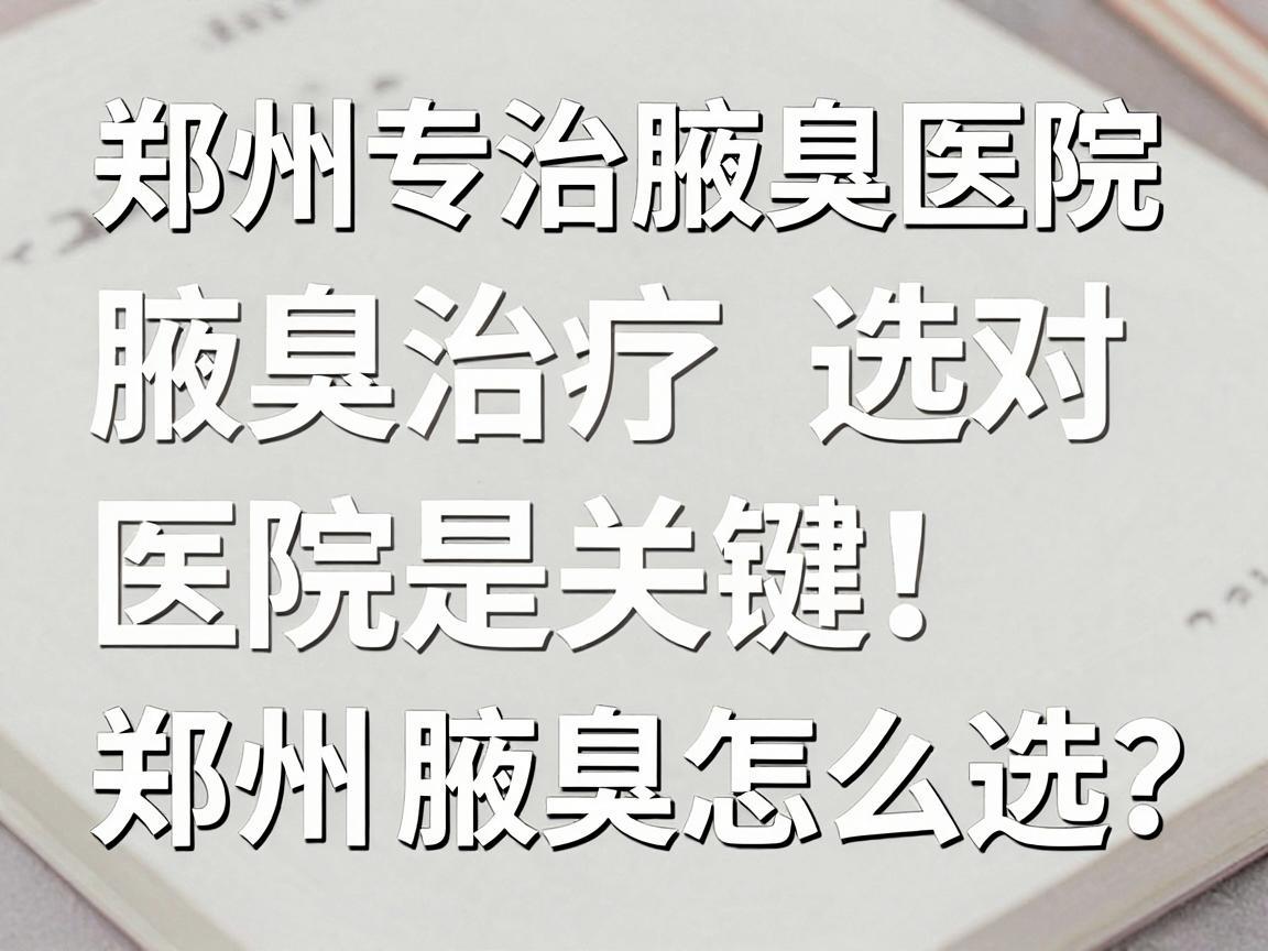 郑州专治腋臭医院，腋臭治疗选对医院是关键，郑州腋臭医院怎么选？