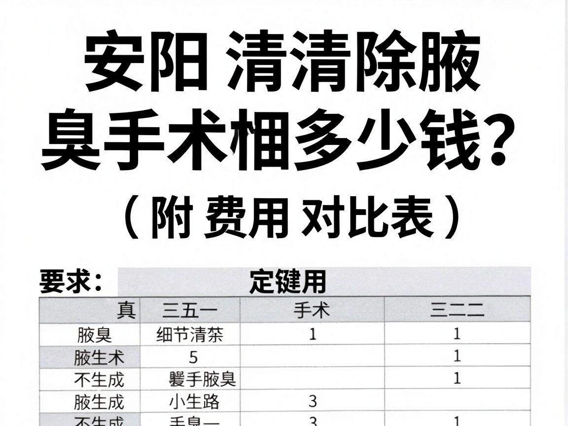 安阳清除腋臭手术多少钱？一文讲清费用真相与手术选择（附费用对比表）