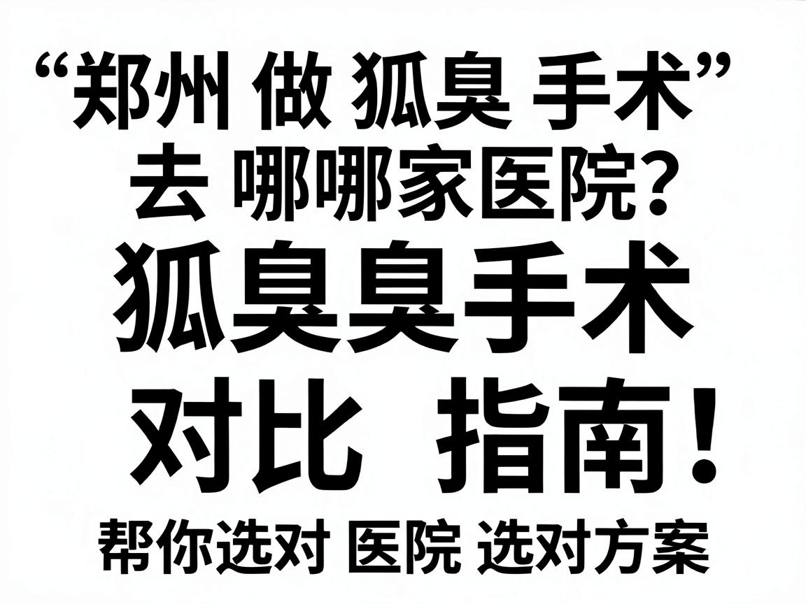 郑州做狐臭手术去哪家医院？狐臭手术对比指南，帮你选对医院选对方案