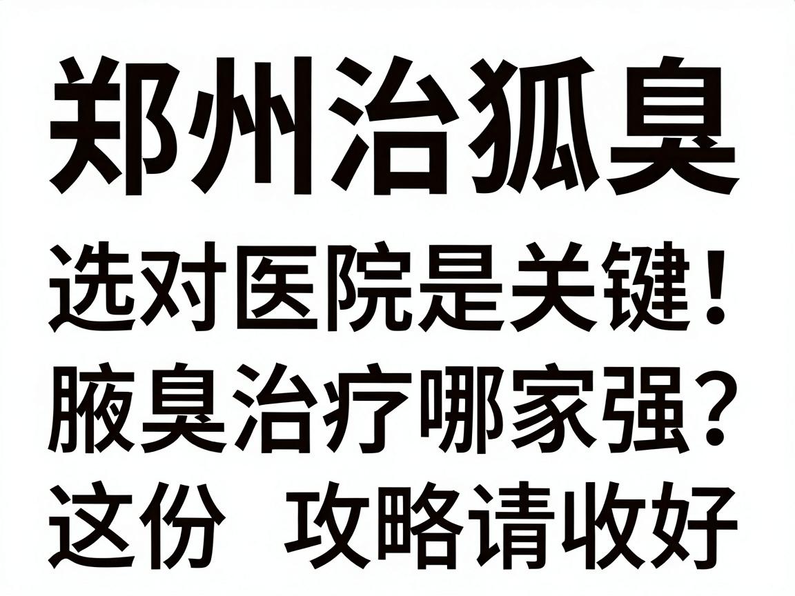 郑州治狐臭，选对医院是关键！腋臭治疗哪家强？这份攻略请收好