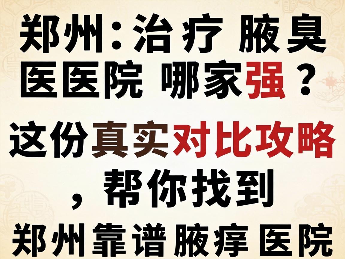 郑州治疗腋臭医院哪家强？这份真实对比攻略，帮你找到郑州靠谱腋臭医院