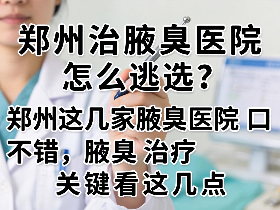 郑州治腋臭医院怎么选？郑州这几家腋臭医院口碑不错，腋臭治疗关键看这几点