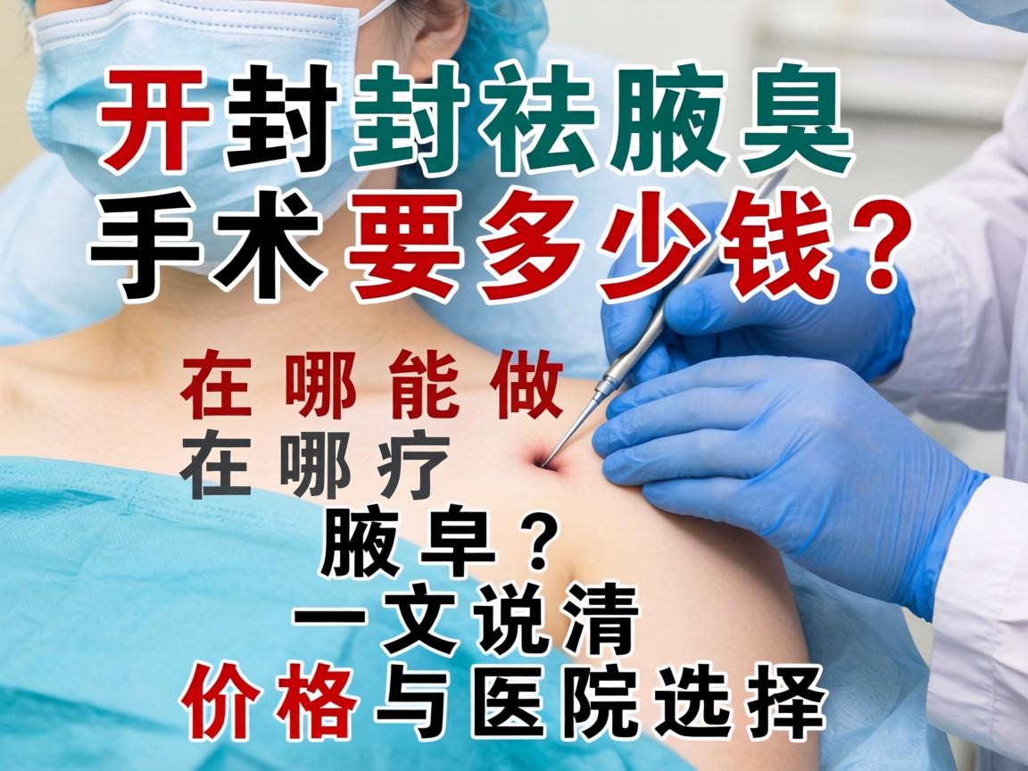 开封祛腋臭手术要多少钱？在哪能做？一文说清价格与医院选择