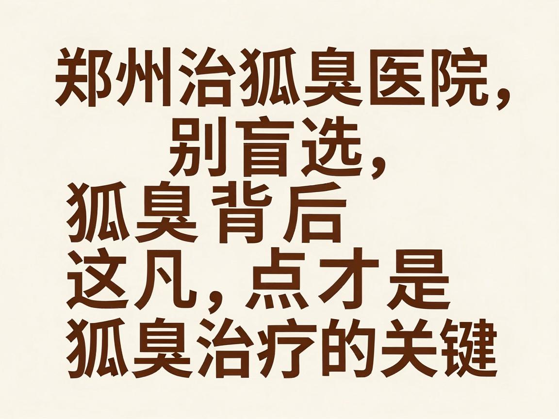 狐臭治疗别盲选，郑州治狐臭医院排名背后，这几点才是狐臭治疗的关键