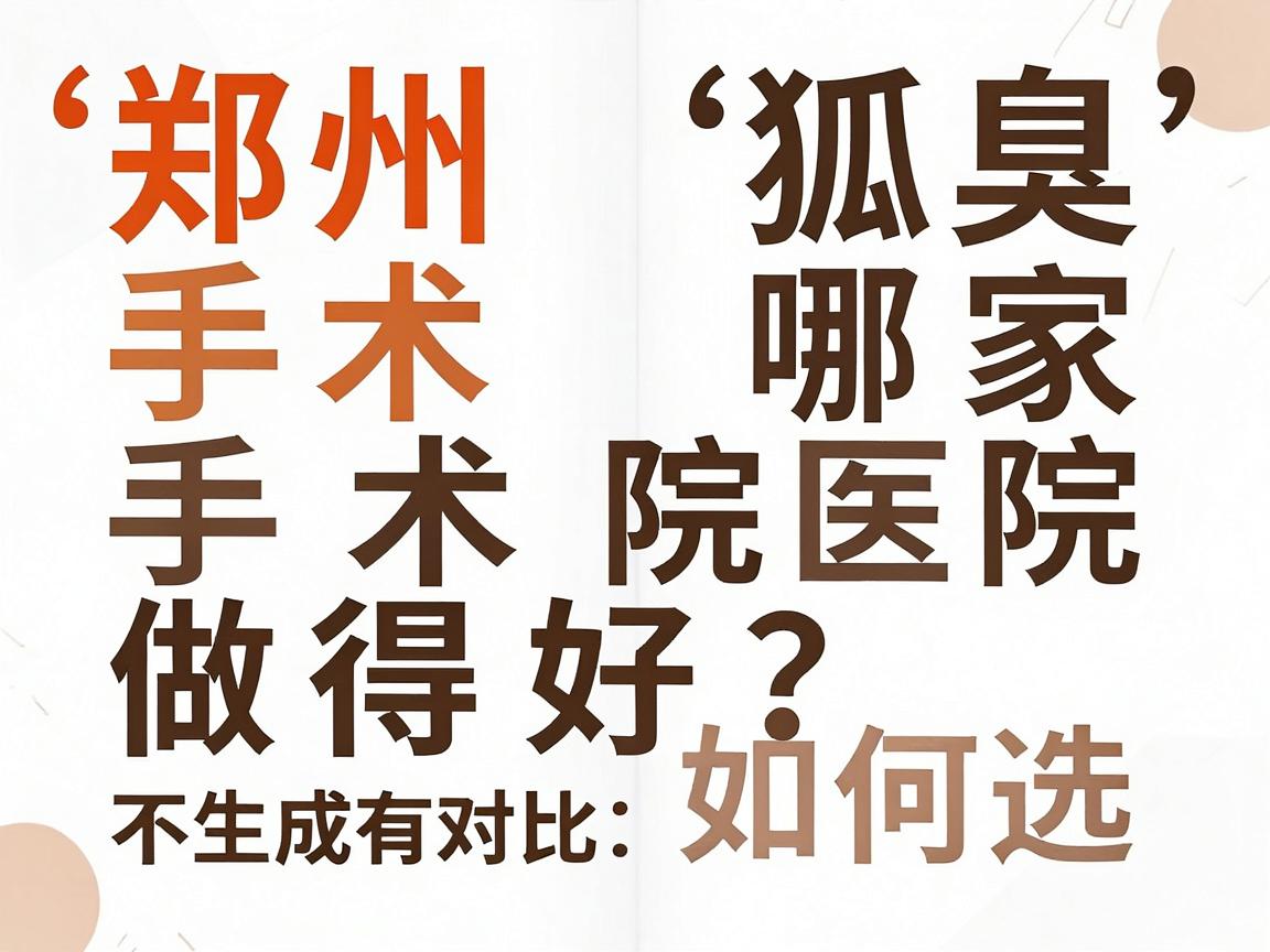 郑州狐臭手术哪家医院做得好？深度对比郑州狐臭手术医院如何选