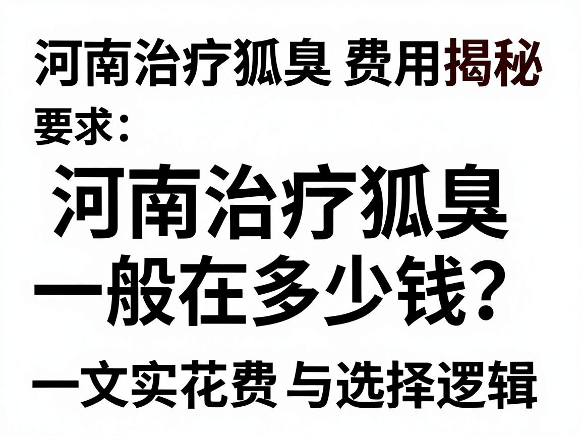 河南治疗狐臭费用揭秘，河南治疗狐臭一般在多少钱？一文解析真实花费与选择逻辑