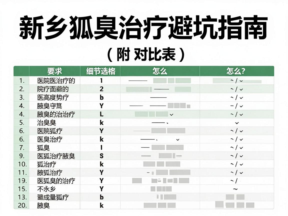 新乡治疗狐臭医院怎么选？新乡狐臭治疗避坑指南（附对比表格）