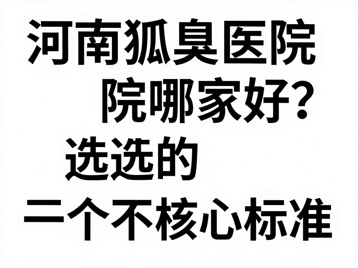 河南狐臭医院哪家好？揭秘河南狐臭医院选择的三个核心标准