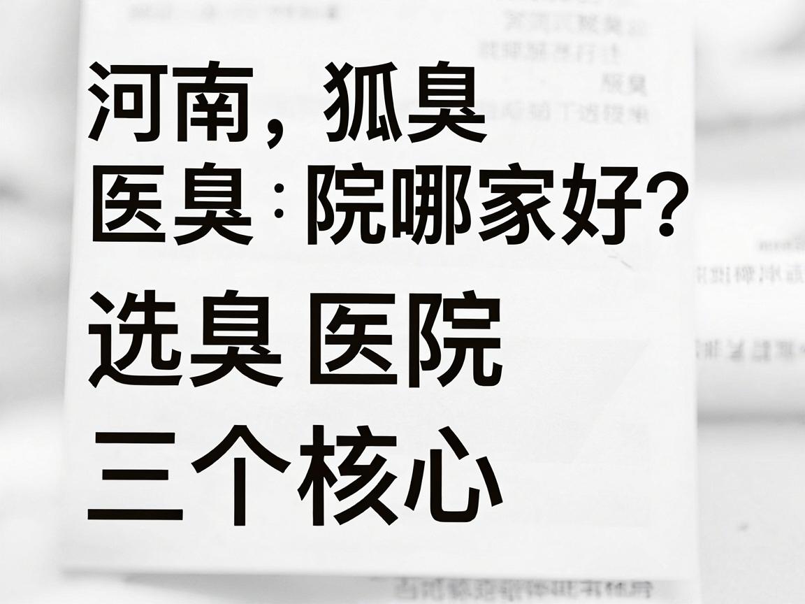 河南狐臭医院哪家好？揭秘河南狐臭医院选择的三个核心标准