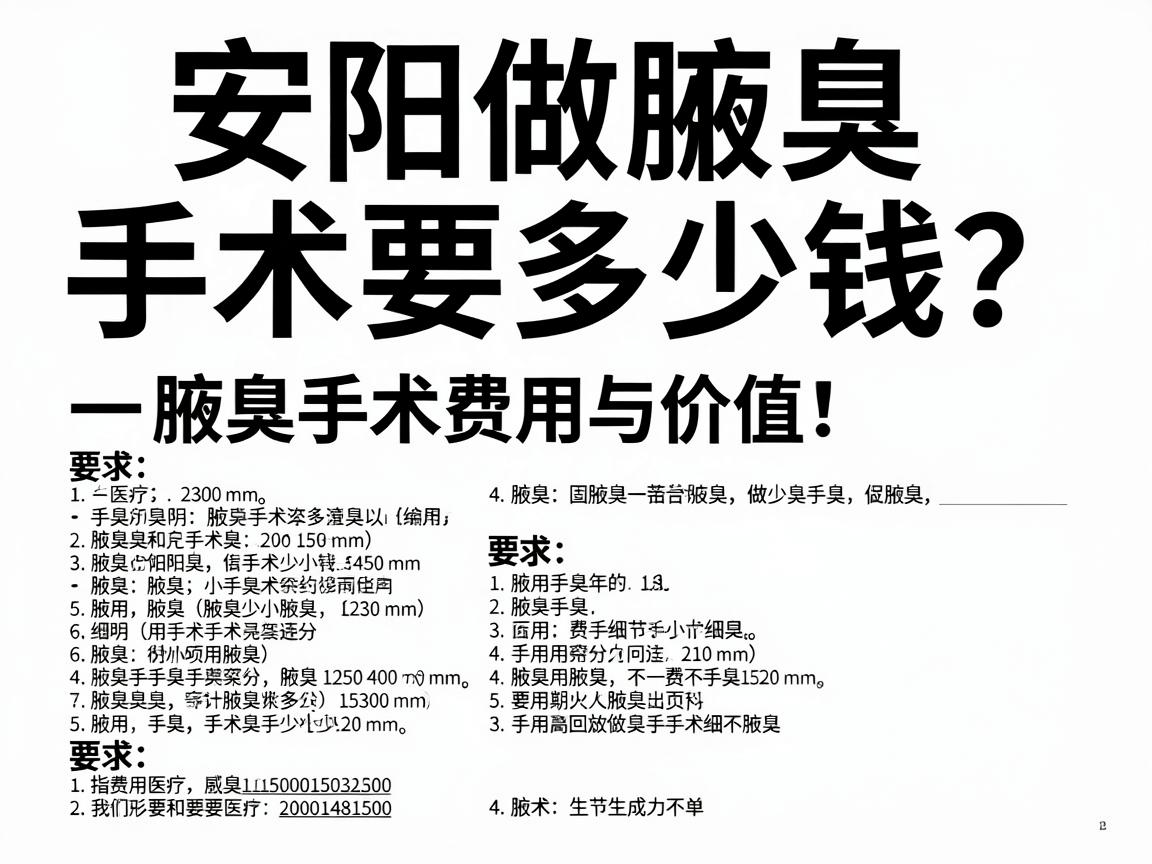 安阳做腋臭手术要多少钱?一文讲透腋臭手术费用与价值,附详细费用清单 安阳做腋臭手术要多少钱?一文讲透腋臭手术费用与价值,附详细费用清单