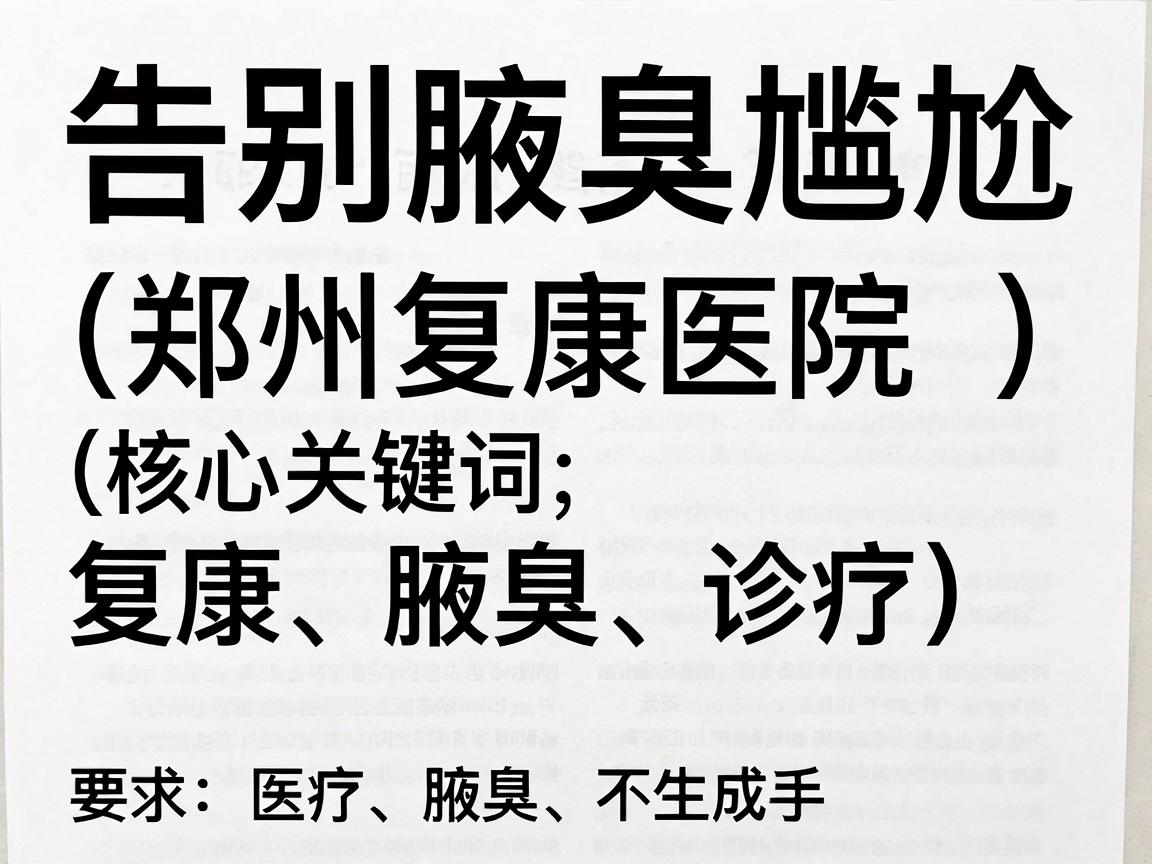 告别腋臭尴尬,郑州复康医院腋臭诊疗方案解析(核心关键词,复康、腋臭、诊疗) 告别腋臭尴尬,郑州复康医院腋臭诊疗方案解析(核心关键词,复康、腋臭、诊疗)