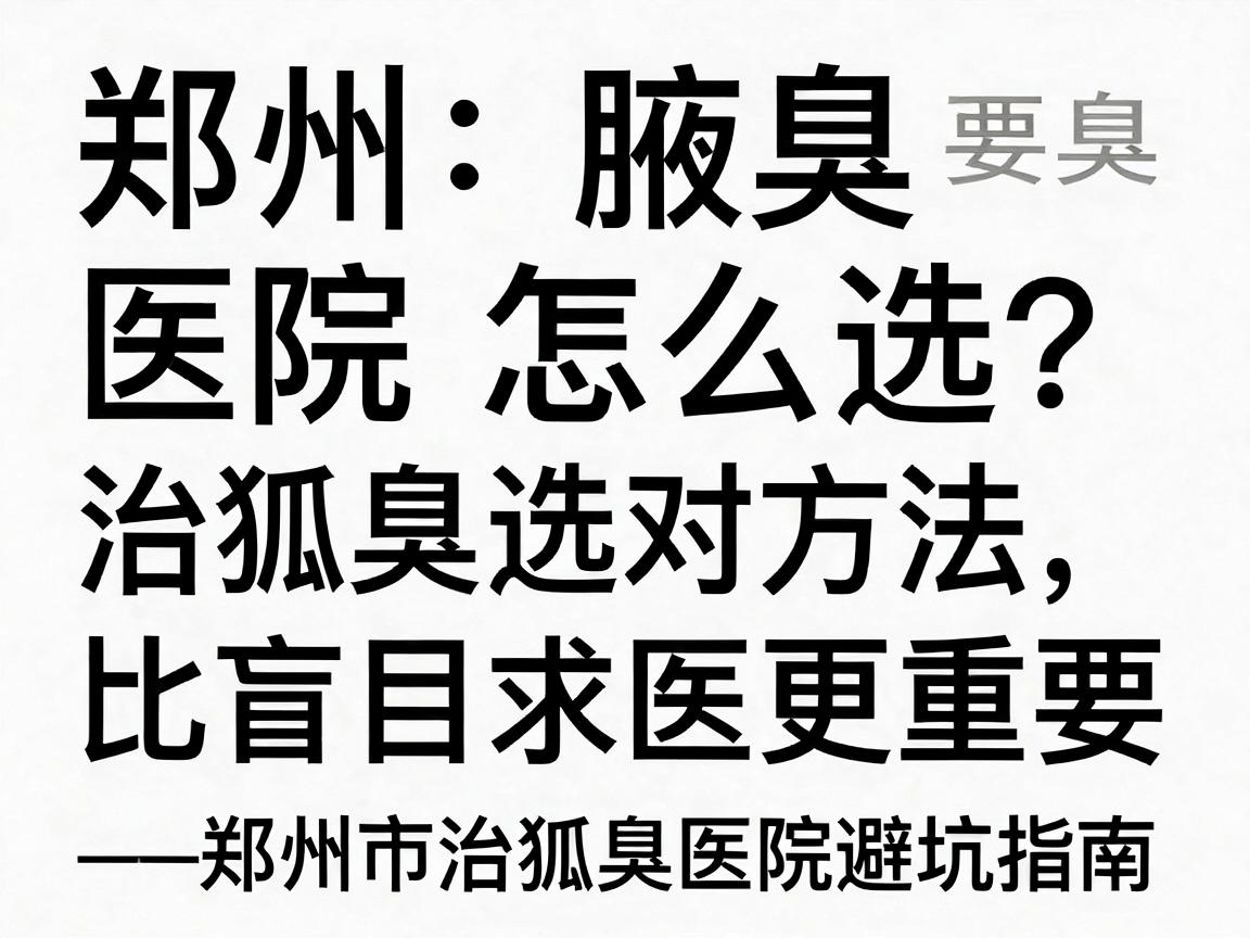 郑州腋臭医院怎么选？治狐臭选对方法，比盲目求医更重要—郑州市治狐臭医院避坑指南
