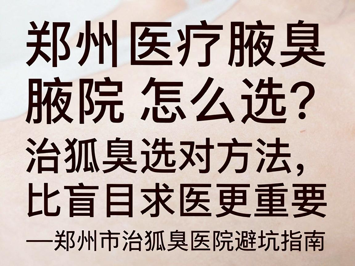 郑州腋臭医院怎么选？治狐臭选对方法，比盲目求医更重要—郑州市治狐臭医院避坑指南