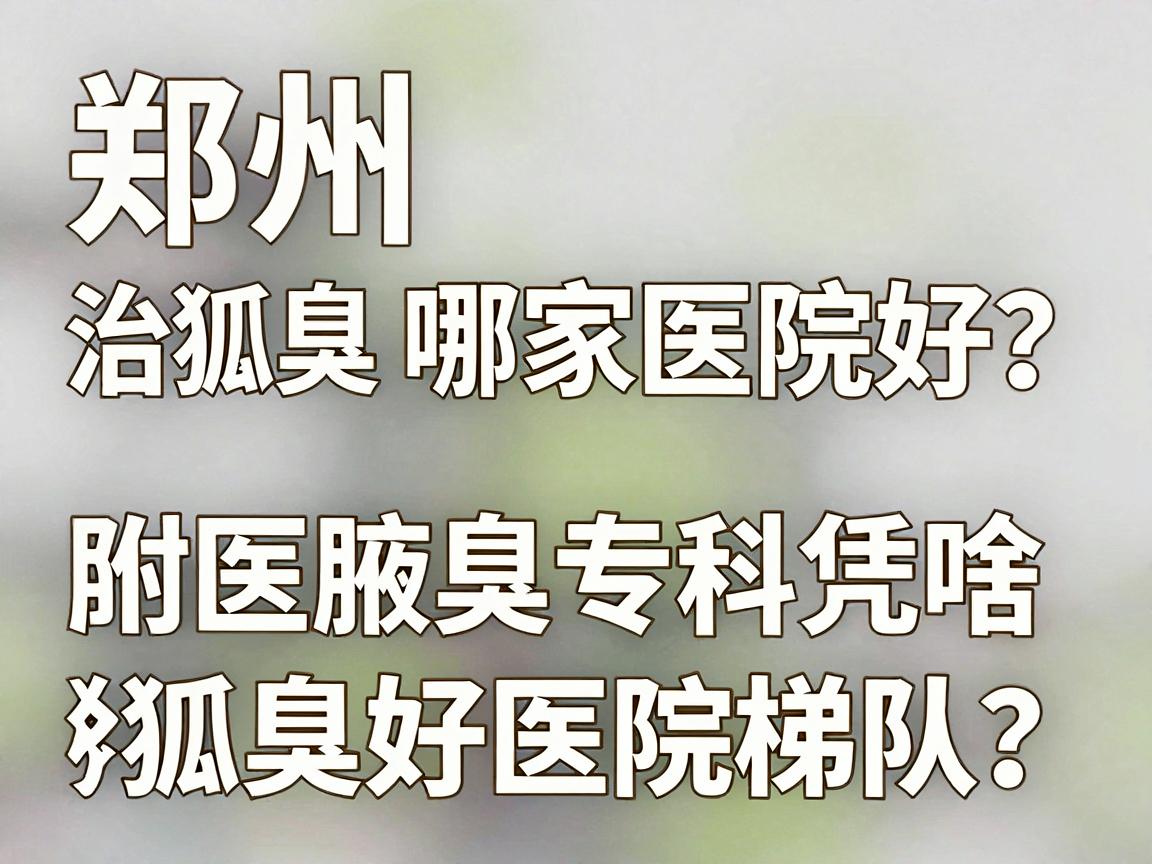 郑州治狐臭哪家医院好？附医腋臭专科凭啥稳居郑州治狐臭好医院榜首梯队？