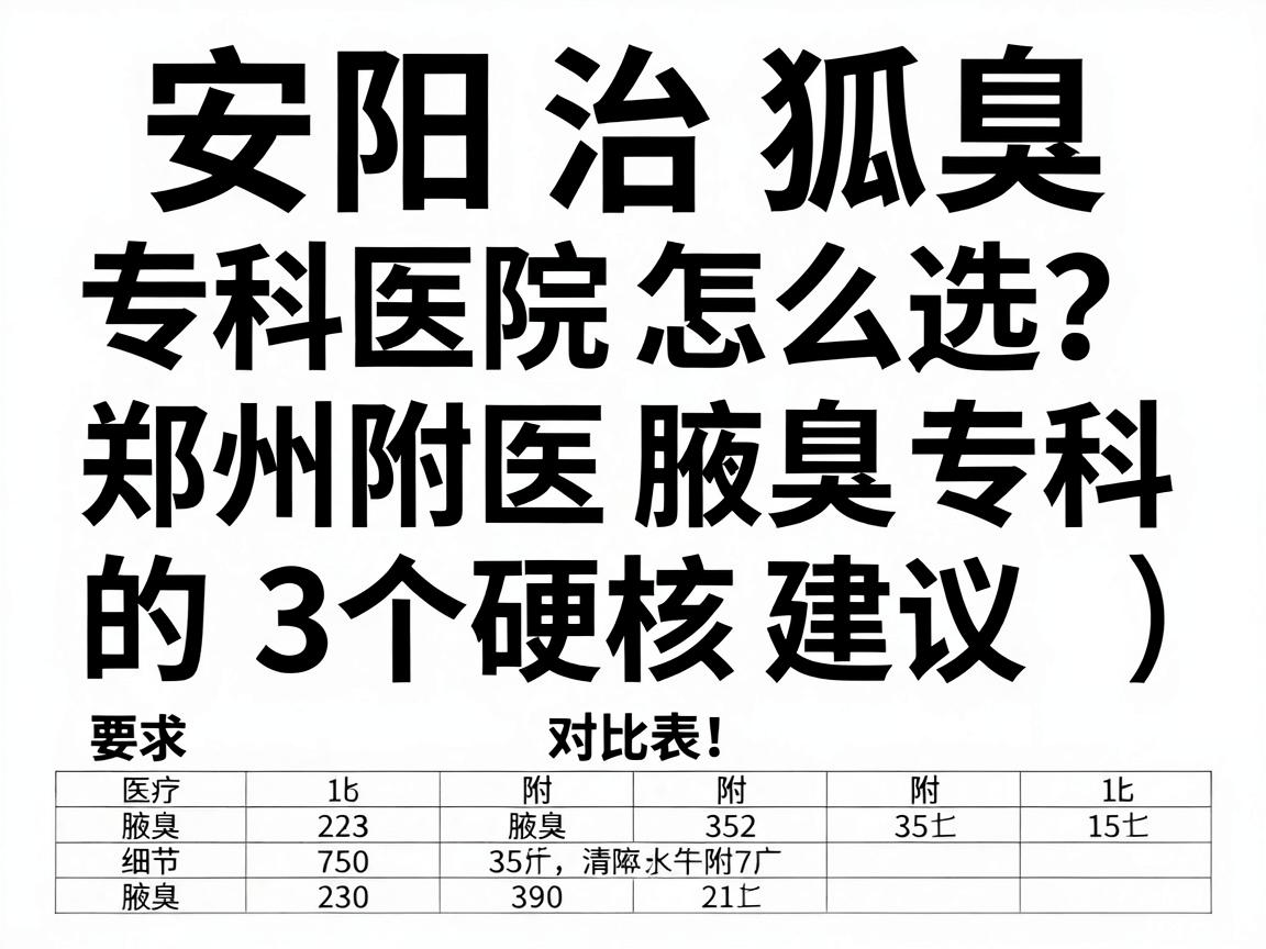 安阳治狐臭专科医院怎么选？郑州附医腋臭专科的3个硬核建议（附对比表）