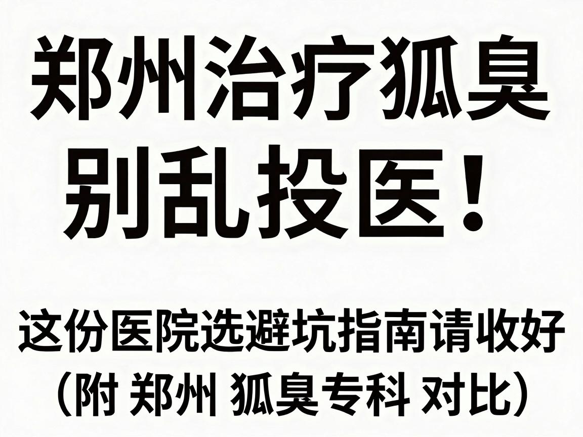 郑州治疗狐臭，别乱投医！这份医院选择避坑指南请收好（附郑州狐臭专科对比）