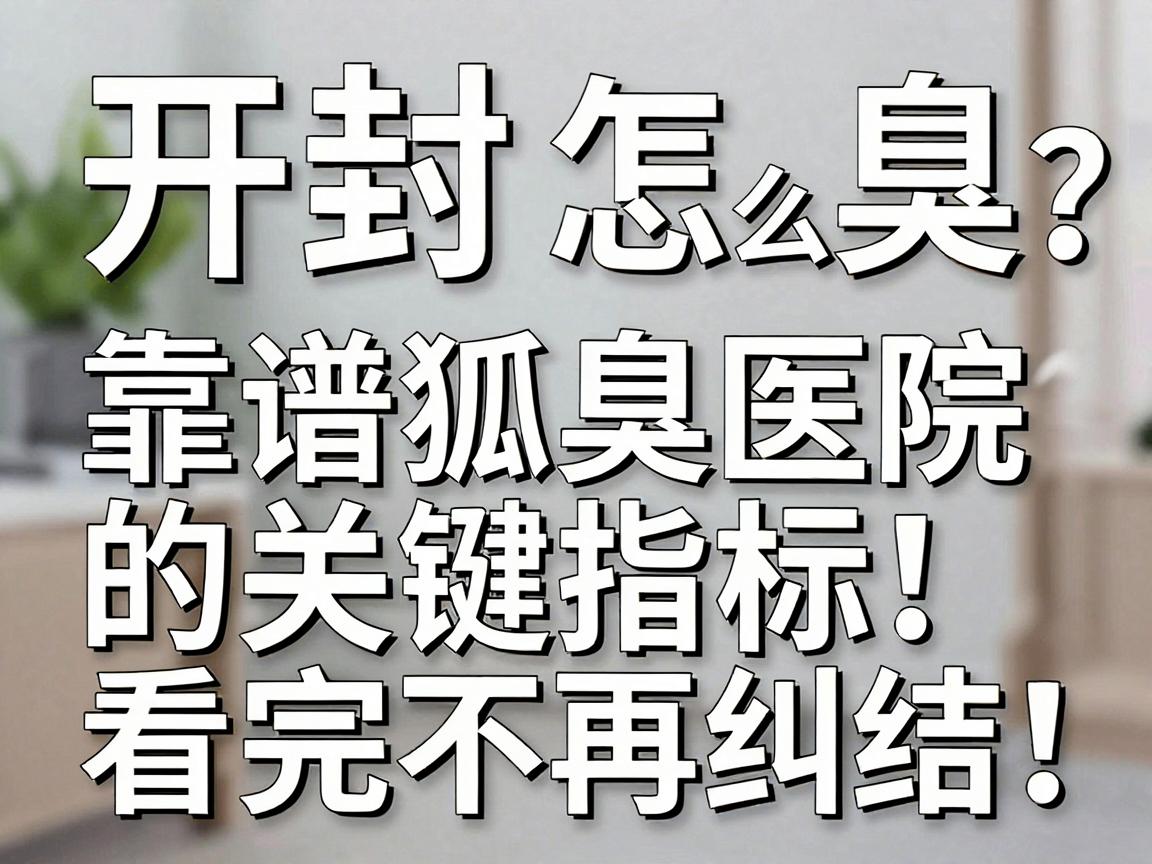 开封狐臭医院怎么选？靠谱狐臭医院的关键指标，看完不再纠结