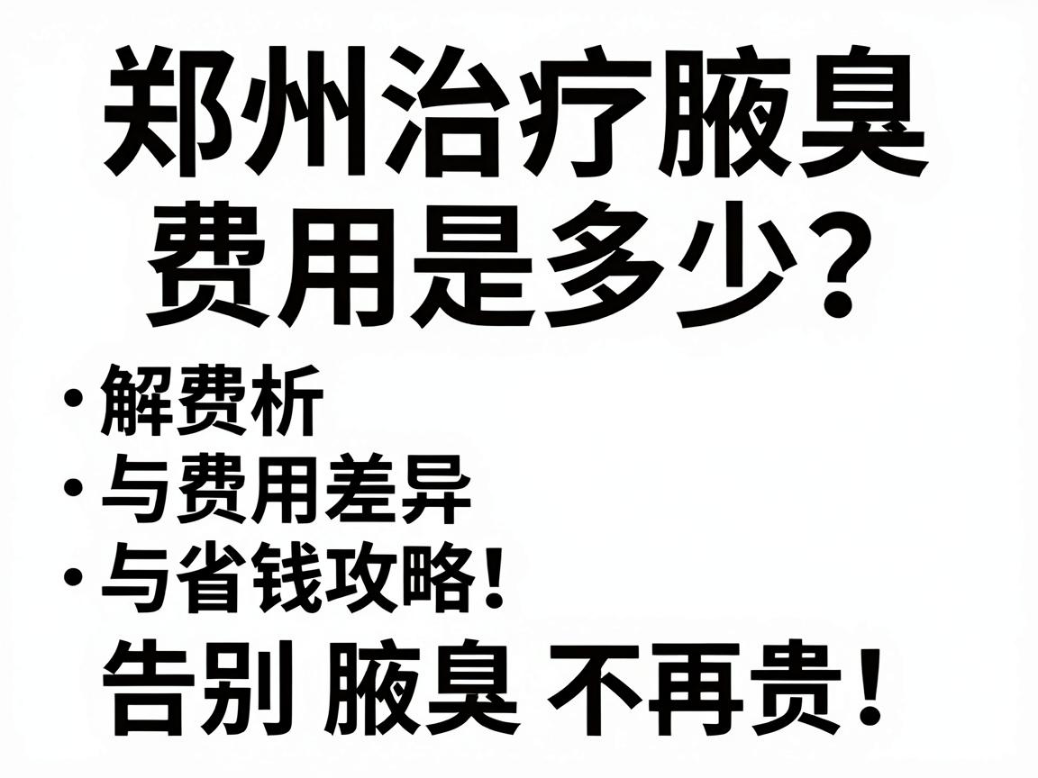 郑州治疗腋臭费用是多少？解析费用差异与省钱攻略，告别腋臭不再贵