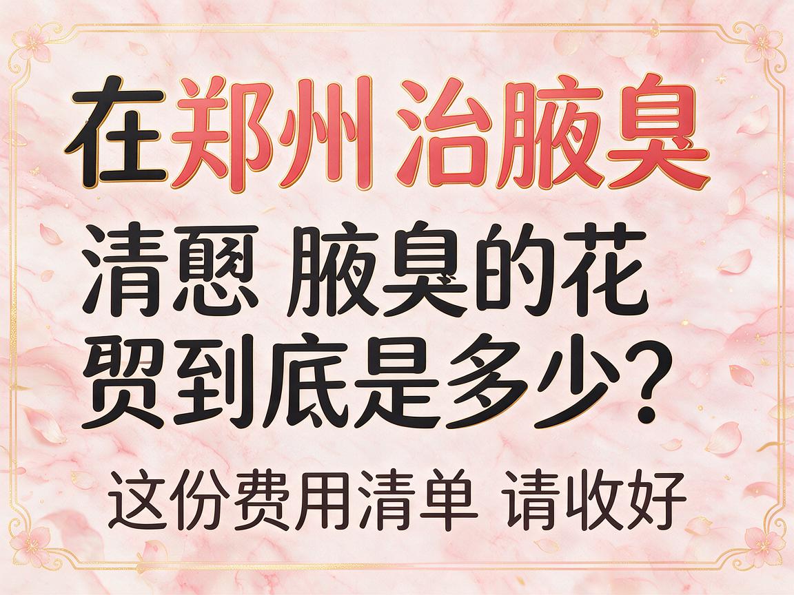 在郑州治腋臭，清楚腋臭的花费到底是多少？这份费用清单请收好