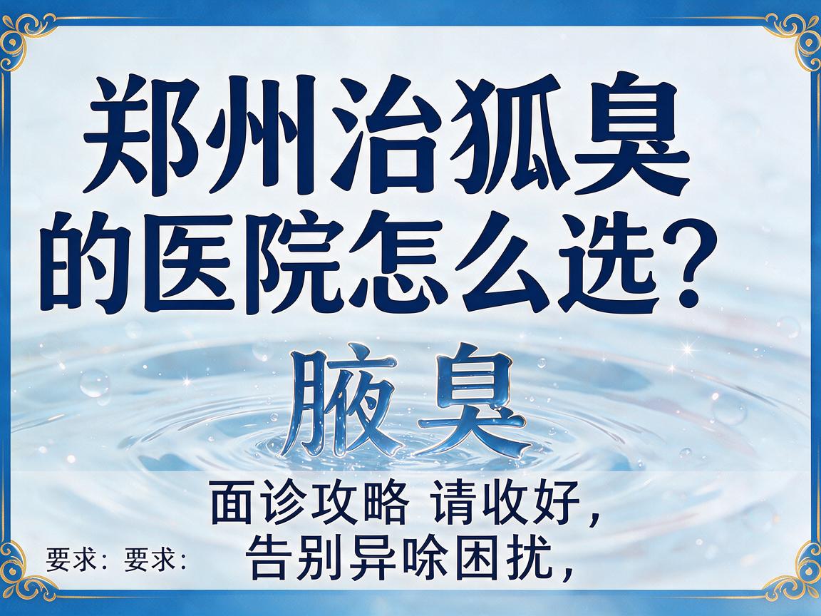 郑州治狐臭的医院怎么选？这份郑州狐臭医院面诊攻略请收好，告别异味困扰