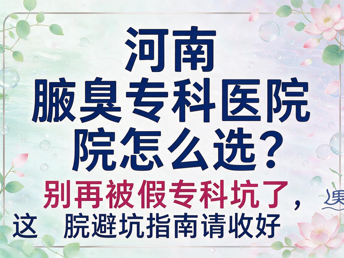 河南腋臭专科医院怎么选？别再被假专科坑了，这篇腋臭医院避坑指南请收好