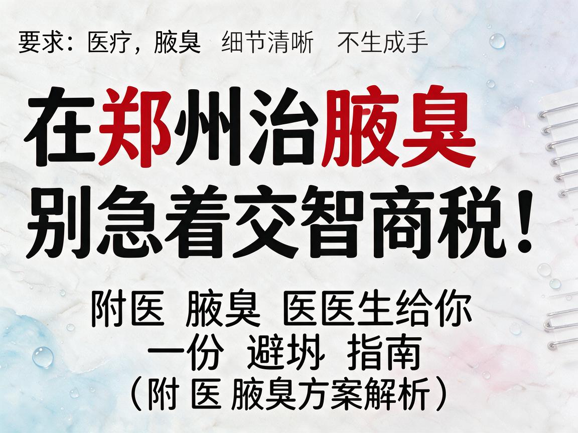 在郑州治腋臭，别急着交智商税！附医腋臭医生给你一份避坑指南（附医腋臭方案解析）