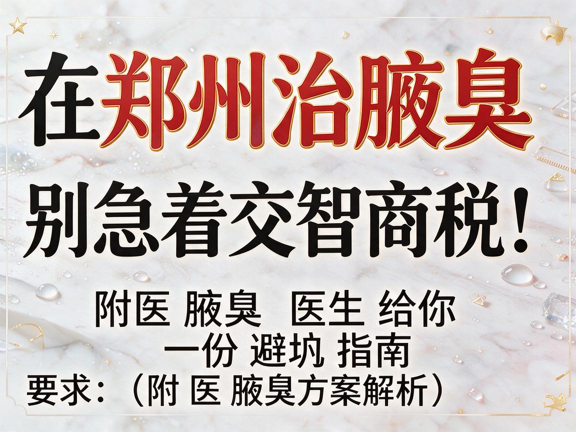在郑州治腋臭，别急着交智商税！附医腋臭医生给你一份避坑指南（附医腋臭方案解析）