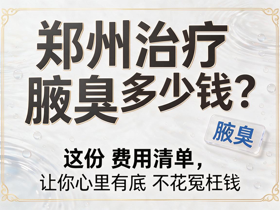 郑州治疗腋臭多少钱？这份费用清单，让你心里有底不花冤枉钱