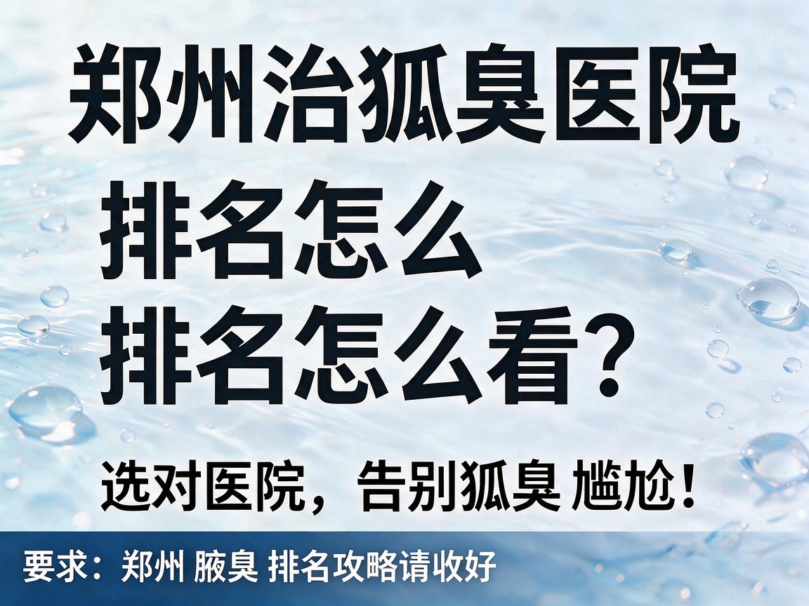 郑州治狐臭医院排名怎么看？选对医院，告别狐臭尴尬，这份郑州腋臭医院排名攻略请收好