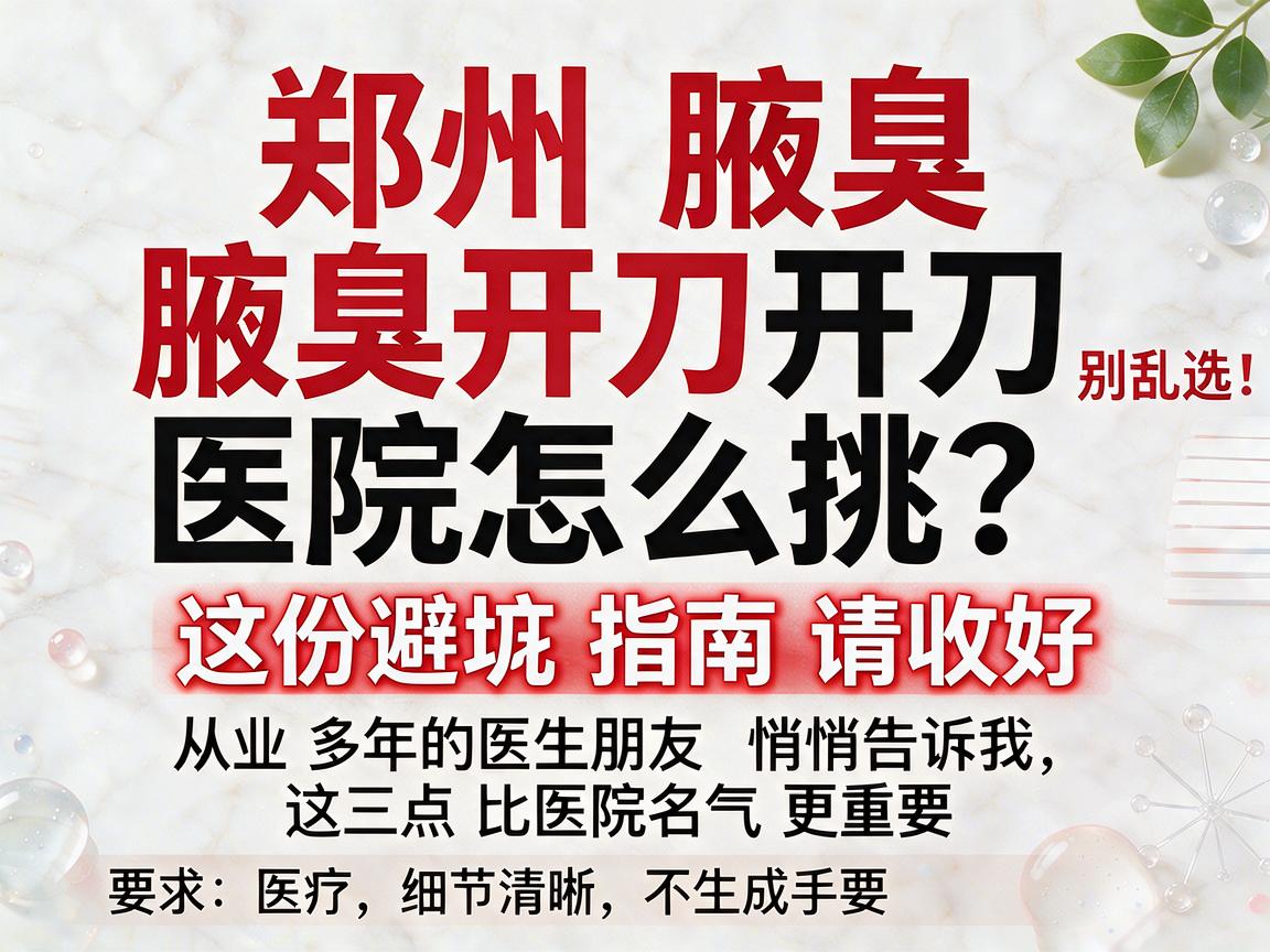 郑州腋臭开刀别乱选！郑州腋臭开刀医院怎么挑？这份避坑指南请收好
从业多年的医生朋友悄悄告诉我，这三点比医院名气更重要