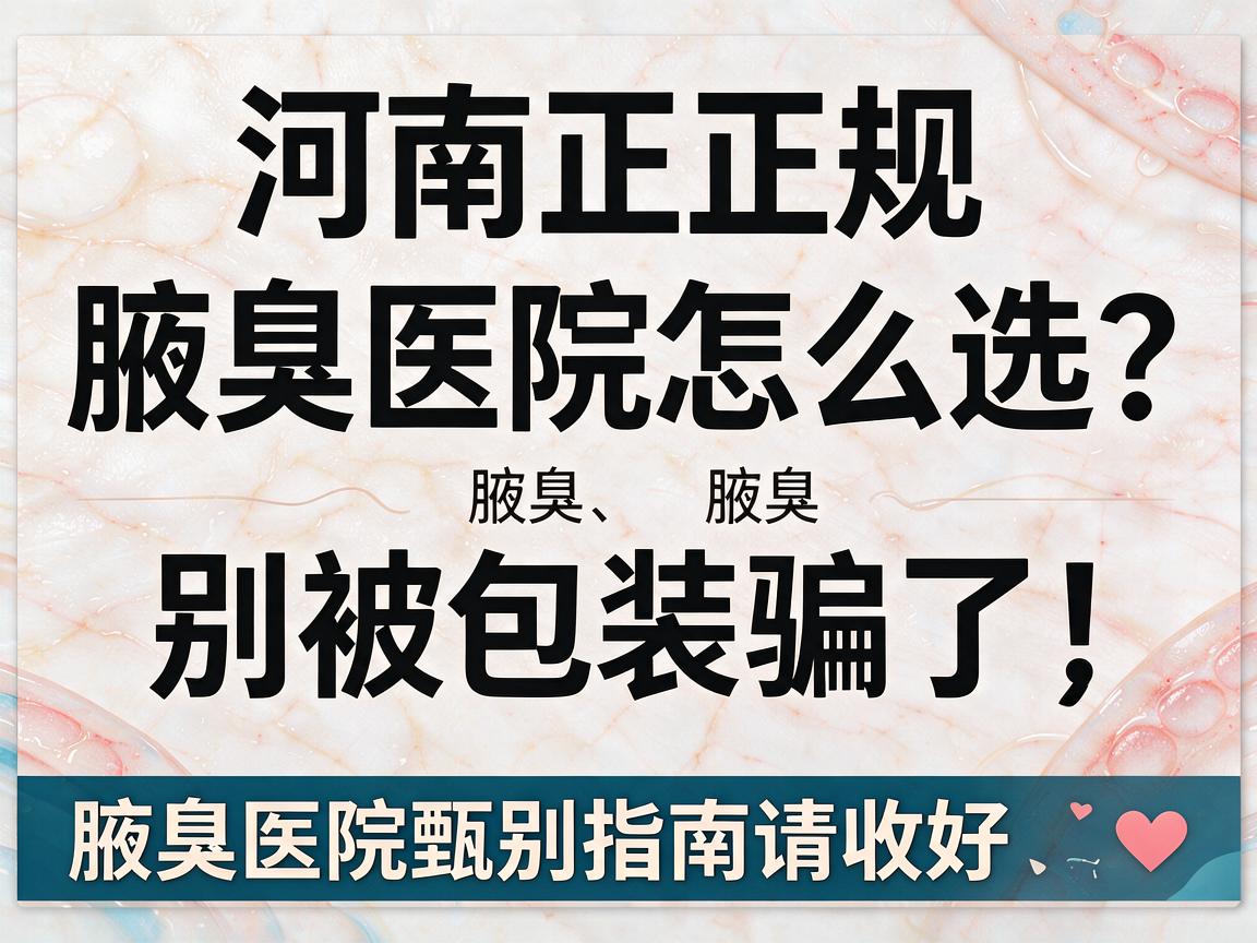 河南正规腋臭医院怎么选?别被包装骗了,这份正规腋臭医院甄别指南请收好 河南正规腋臭医院怎么选?别被包装骗了,这份正规腋臭医院甄别指南请收好