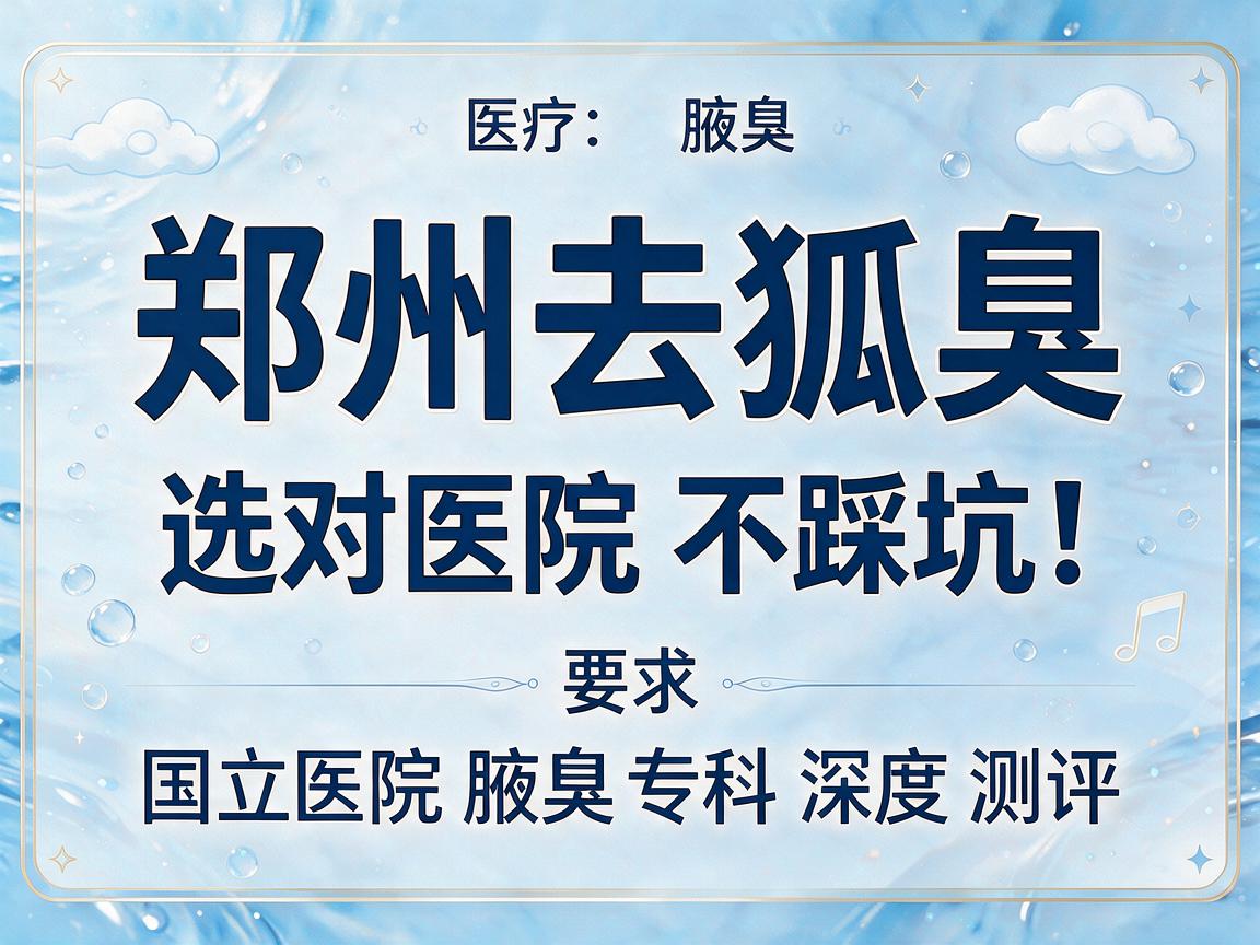 郑州去狐臭，选对医院不踩坑！国立医院腋臭专科深度测评