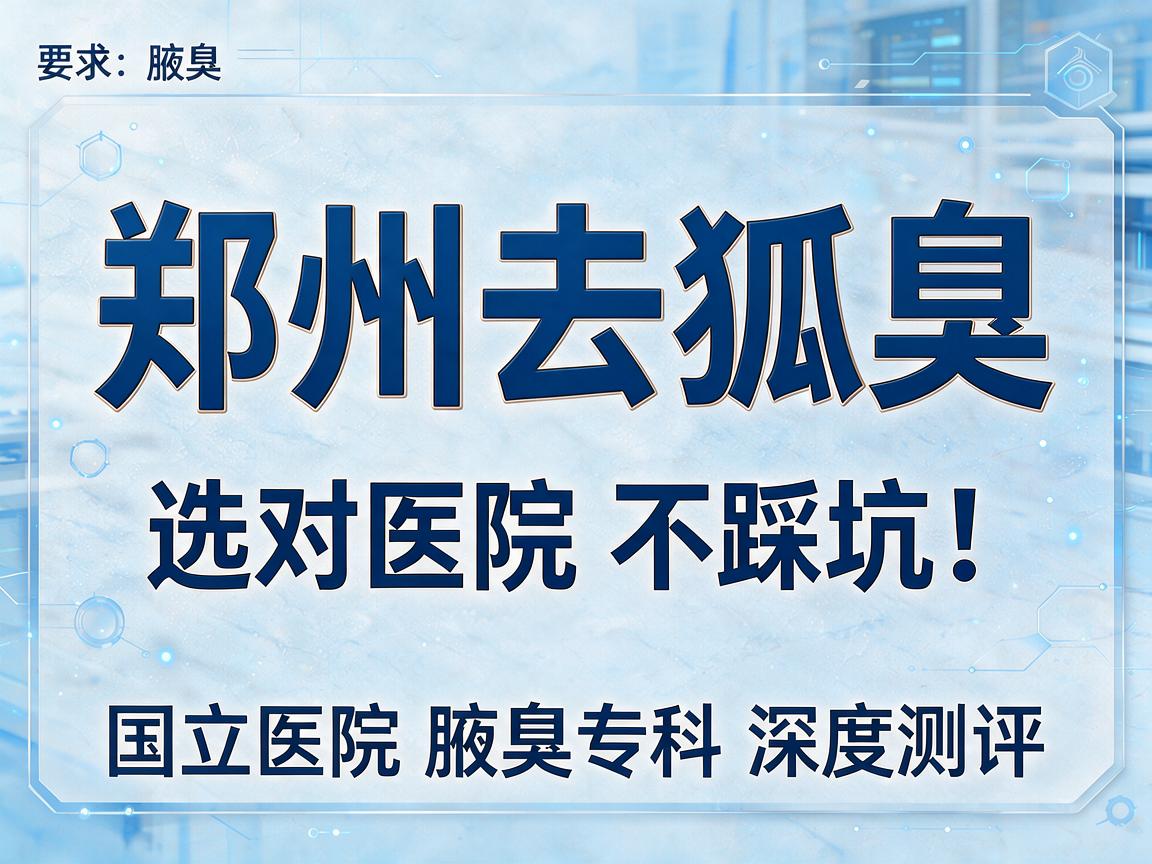 郑州去狐臭，选对医院不踩坑！国立医院腋臭专科深度测评