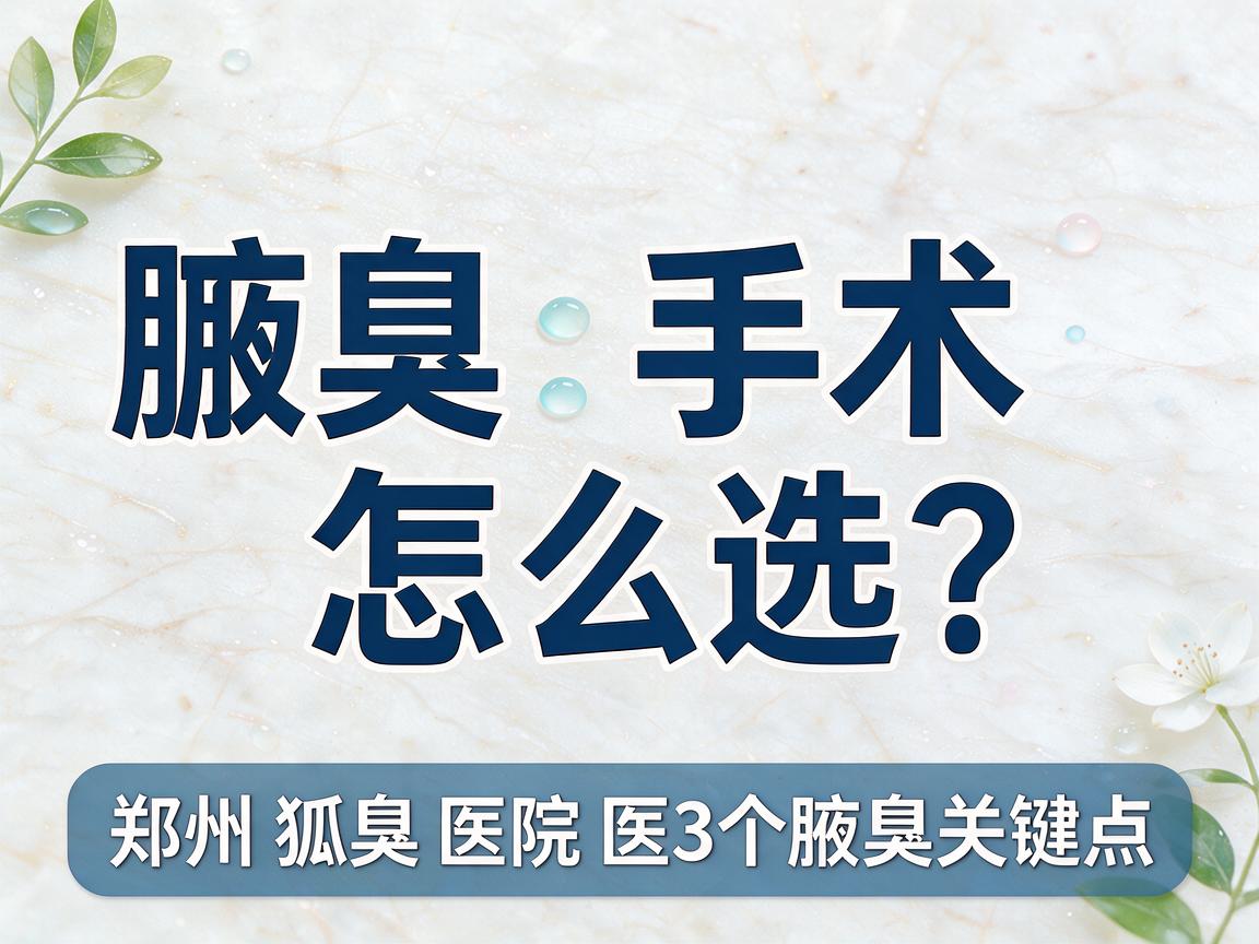 腋臭手术怎么选？郑州狐臭医院医生劝你先搞懂这3个腋臭关键点再决定