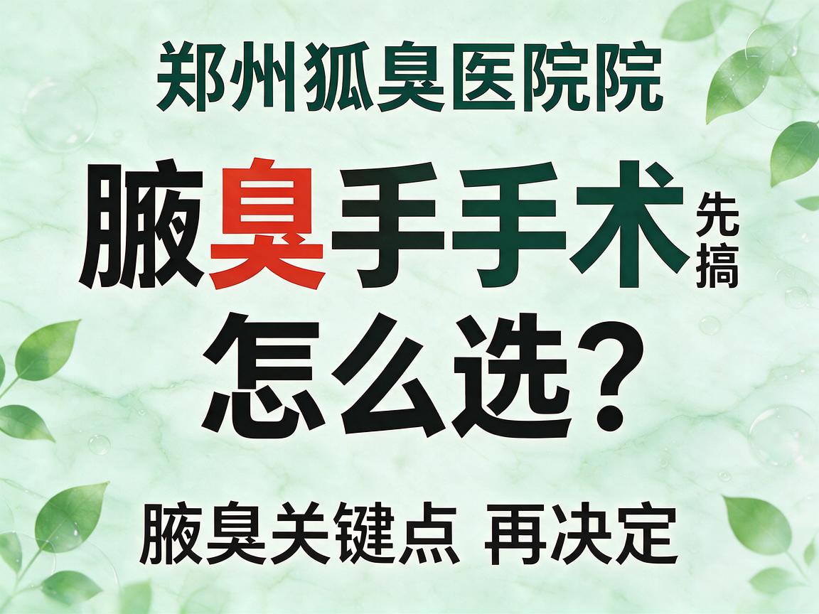 腋臭手术怎么选？郑州狐臭医院医生劝你先搞懂这3个腋臭关键点再决定