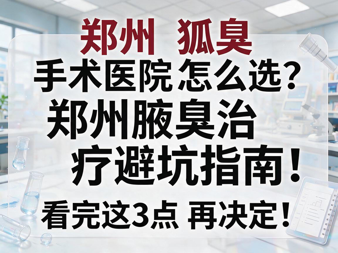 郑州狐臭手术医院怎么选？郑州腋臭治疗避坑指南，看完这3点再决定