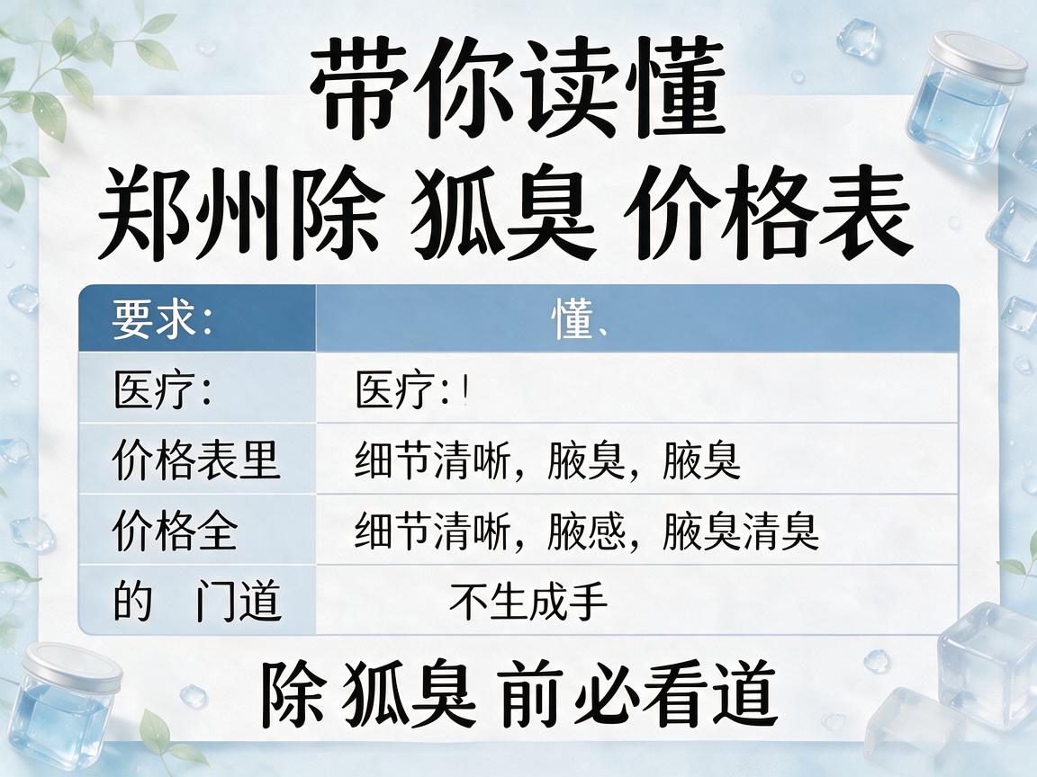 带你读懂郑州除狐臭价格表，价格表里的门道，除狐臭前必看