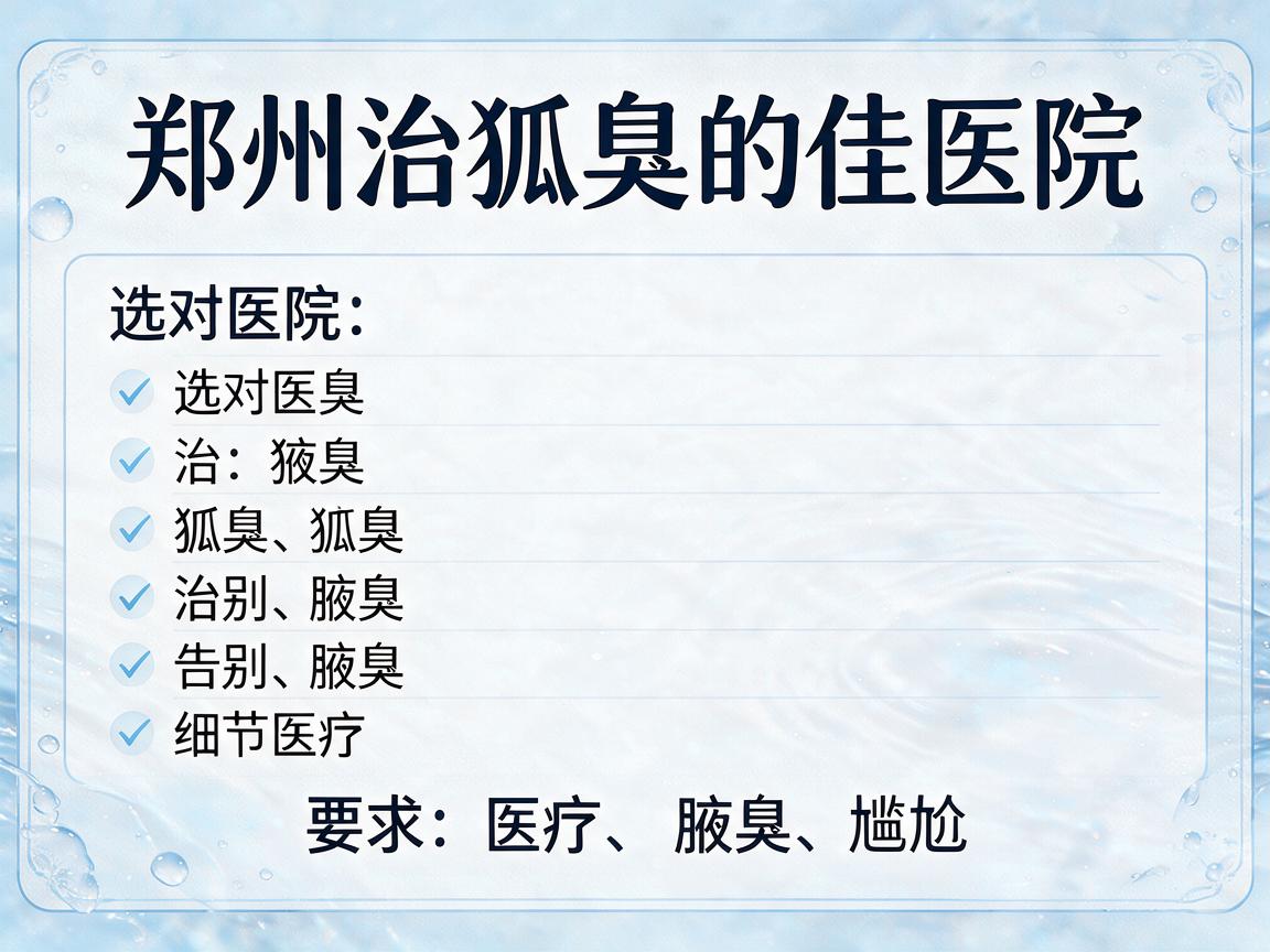 郑州治狐臭的佳医院排名，选对医院治狐臭，告别腋臭尴尬