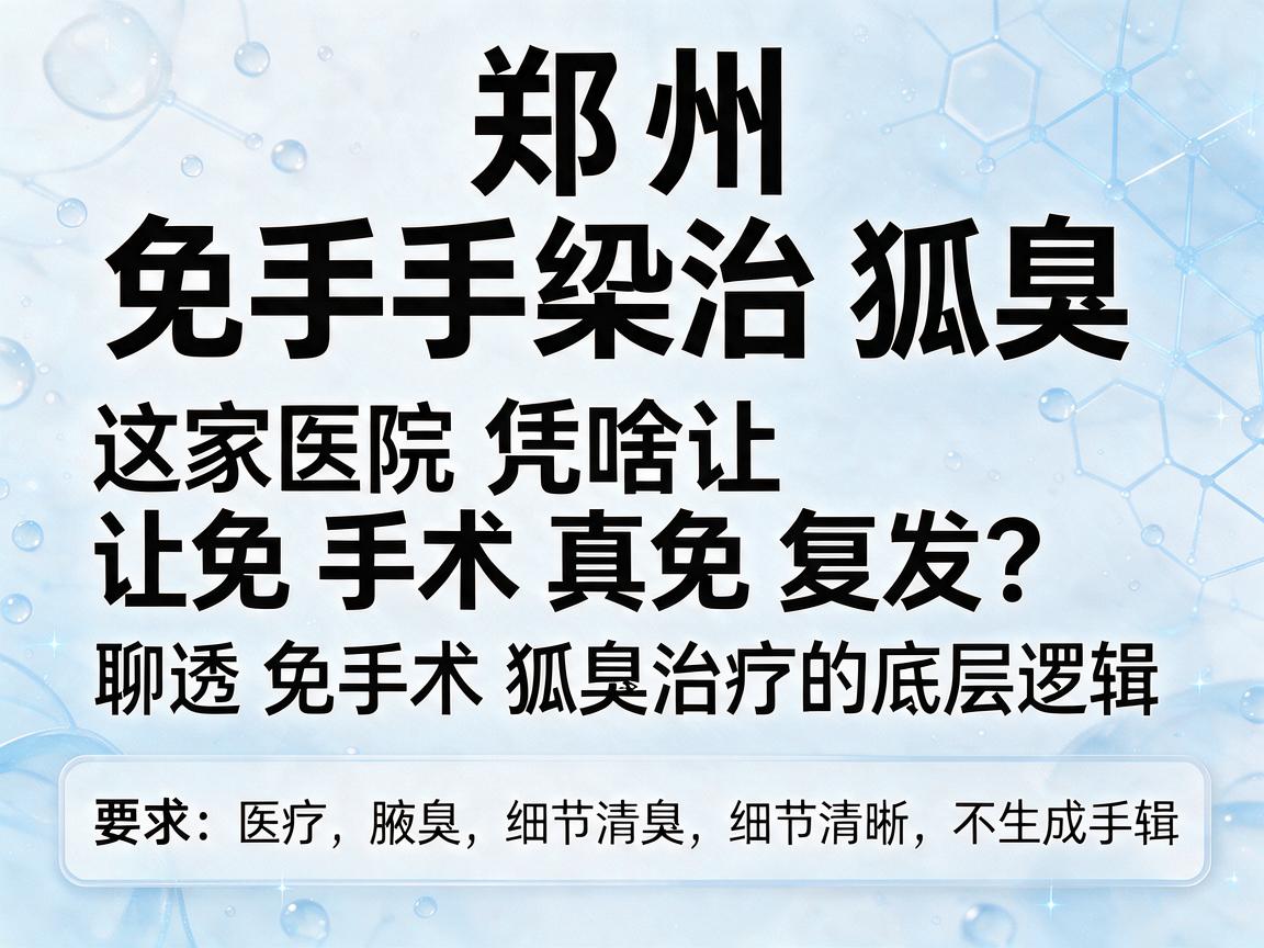郑州免手术治狐臭，这家医院凭啥让免手术真免复发？聊透免手术狐臭治疗的底层逻辑
开头