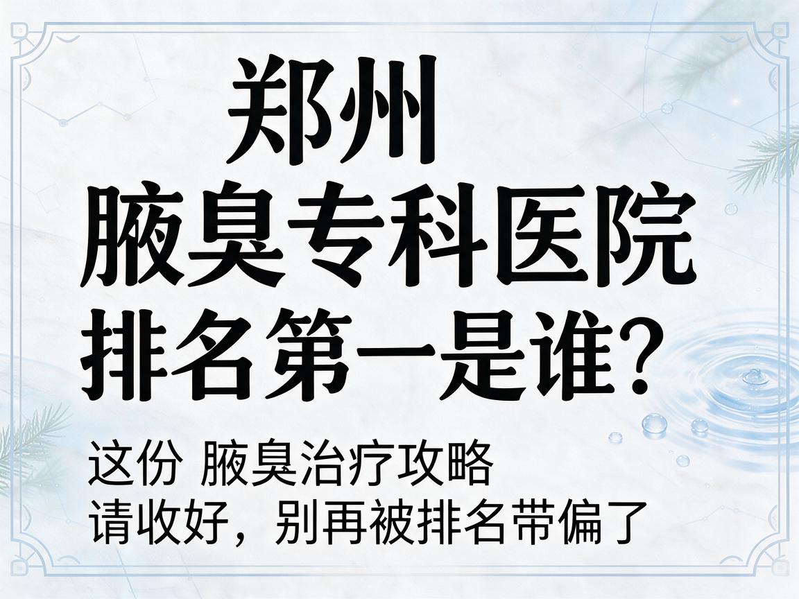 郑州腋臭专科医院排名第一是谁？这份腋臭治疗攻略请收好，别再被排名带偏了
