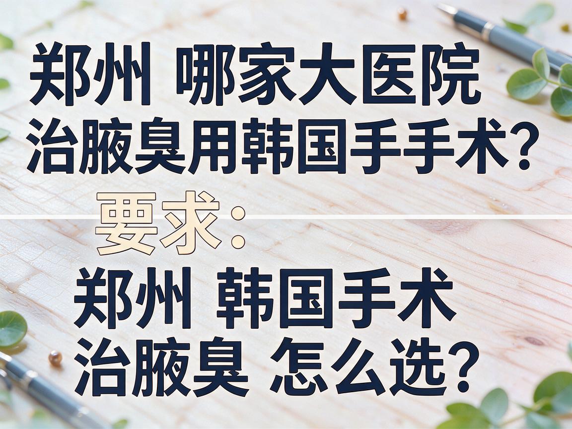 郑州哪家大医院治腋臭用韩国手术？郑州韩国手术治腋臭怎么选？