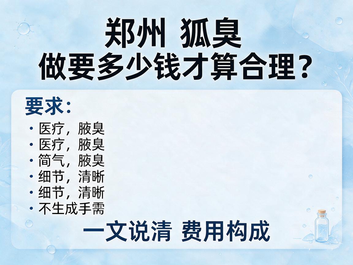 郑州狐臭做要多少钱？郑州狐臭做要多少钱才算合理？一文说清费用构成